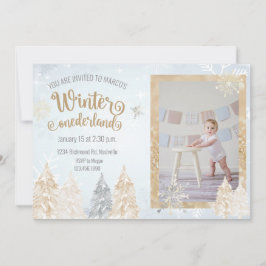 Invitación copo de nieve del primer cumpleaños de Onederland