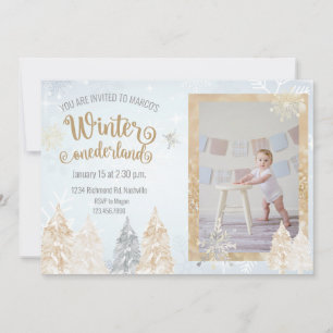 Invitación copo de nieve del primer cumpleaños de Onederland