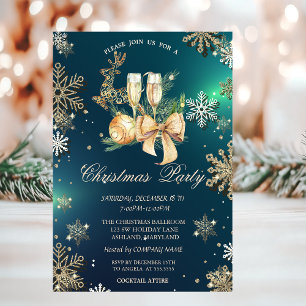 Invitación Copo de Nieve Dorado, Bolas de Navidad, Empresa Re