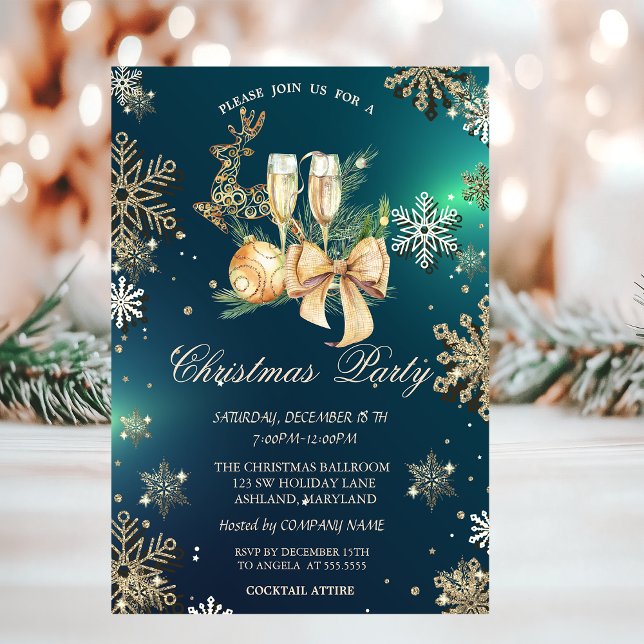 Invitación Copo de Nieve Dorado, Bolas de Navidad, Empresa Re (Subido por el creador)