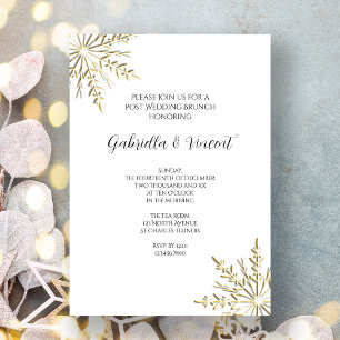 Invitación Copo de Nieve Dorado en Brunch Post Boda de Invier