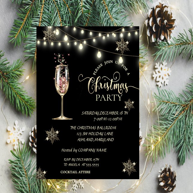 Invitación Copo de Nieve Dorado, Fiesta de Navidad en Copa de (Subido por el creador)