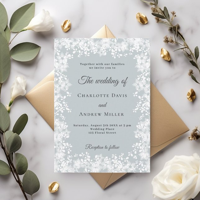 Invitación Copo de nieve gris azul boda de invierno (Subido por el creador)