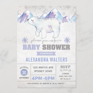 Invitación Copo de nieve invitado por Baby Shower al oso pola