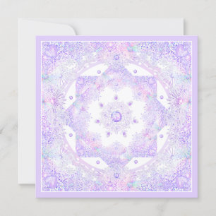 Invitación copo de nieve morado ligero y corazón brillante