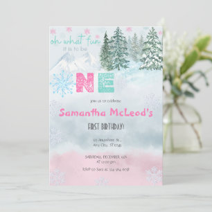 Invitación Copo de nieve rosa de invierno Oh Qué divertido pr