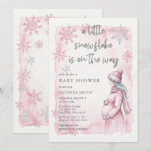 Invitación Copo de nieve rosa está en camino Winter Baby Show