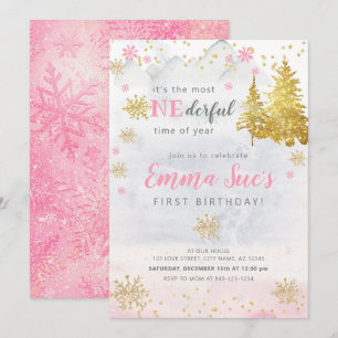 Invitación Copo de nieve rosa una maravillosa época del año c