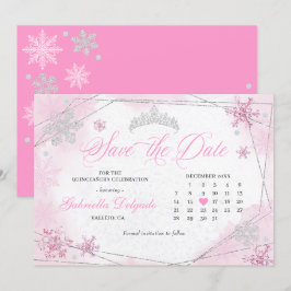 Invitación Copo De Nieve Rosado De Invierno Wonderland Salva 