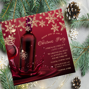 Invitación Copo de vino, copos de nieve Navidad corporativa 