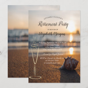 Invitación Copo de Vino de Atardecer en la Playa y Concha de