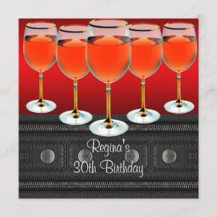 Invitación Copo de vino tinto para cumpleaños 30