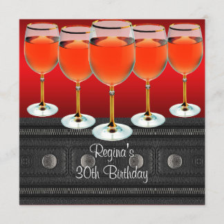 Invitación Copo de vino tinto para cumpleaños 30