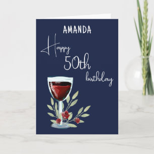 Invitación Copo de vino tinto rústico Olivo Cumpleaños feliz 