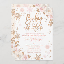 Invitación Copo Rosa De Oro Y De Invierno Rosa Baby Shower
