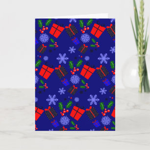 Invitación copos de navidad azules acebo