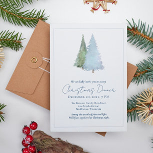 Invitación Copos de nieve árboles Navidades blancos Minimalis