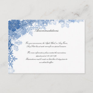 Invitación Copos de nieve azules en el parte movible blanco