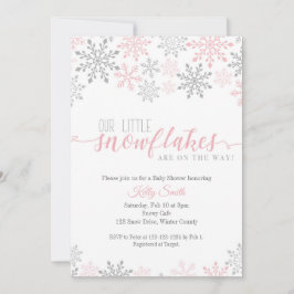 Invitación Copos de nieve Baby Shower, Chicas gemelos, invier