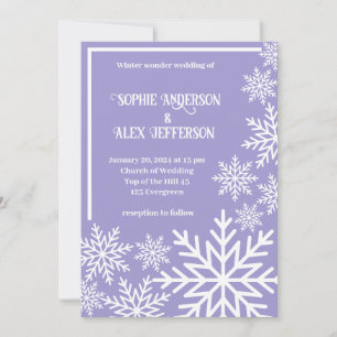 Invitación Copos de nieve blancos de boda de invierno con vio