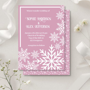 Invitación Copos de nieve blancos de boda de invierno de colo