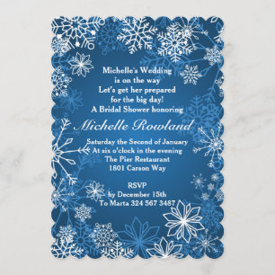 Invitación Copos de nieve blancos en ducha nupcial del