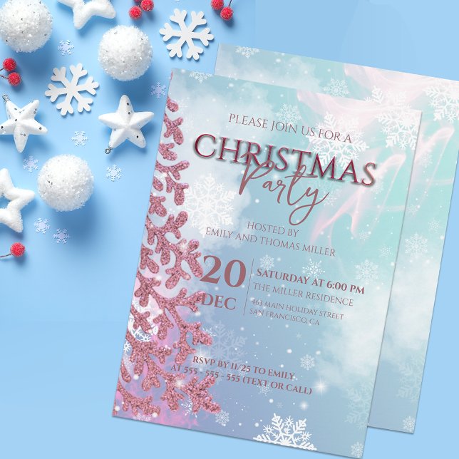 Invitación Copos de nieve blancos en Navidades de invierno az (Subido por el creador)