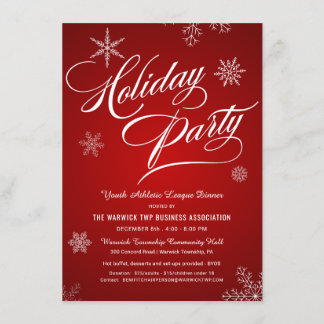 Invitación Copos de nieve blancos rojos de la recaudador de