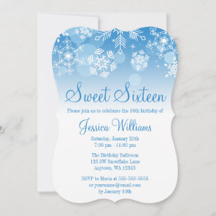 Invitación Copos de nieve Blue White Winter Wonderland Sweet