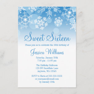 Invitación Copos de nieve Blue White Winter Wonderland Sweet 
