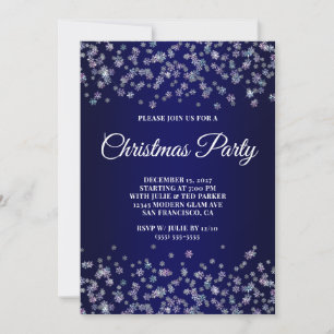 Invitación Copos de Nieve Brillantes Navy Ombre Fiesta de Nav