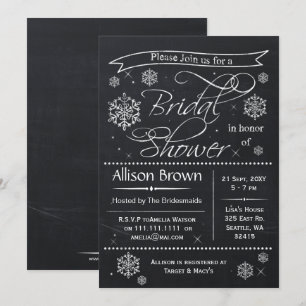 Invitación copos de nieve Chalkboard Ducha de novias Invitaci