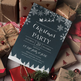 Invitación Copos de nieve con Santa Navidad corporativa