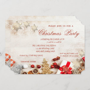 Invitación Copos de nieve de árbol de Navidad, Fiesta de Navi