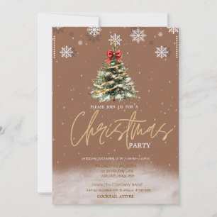 Invitación Copos de nieve de árbol de pino Compañía Brown Nav