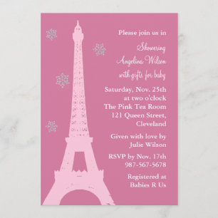 Invitación Copos de nieve de cristal en París (rosa)