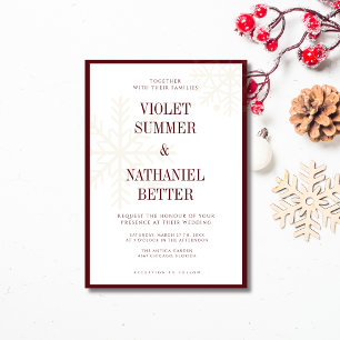 Invitación Copos de nieve de dinero antiguo de Borgoña Boda d