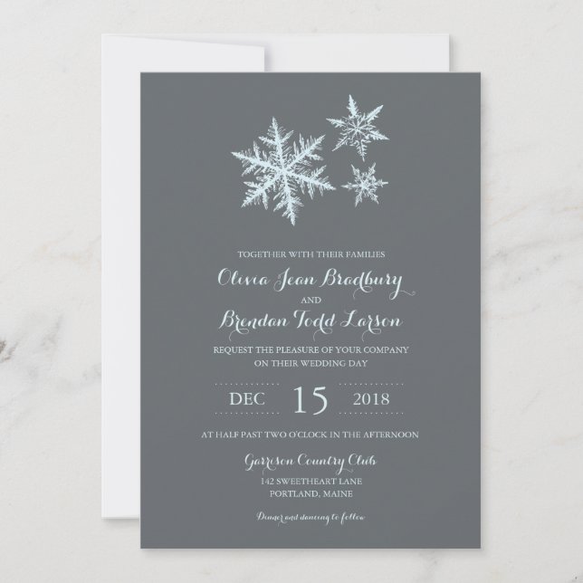 Invitación Copos de nieve de helada de invierno | BODA (Anverso)