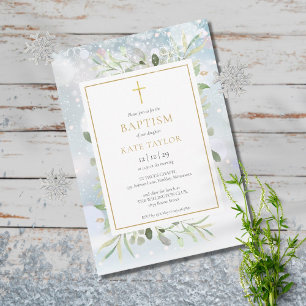Invitación Copos de nieve de invierno Bautizo