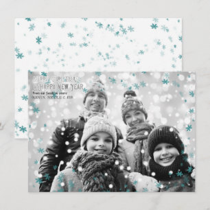 Invitación Copos de Nieve de Invierno Frío Verde Azul y Blanc