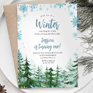 Invitación Copos de nieve de invierno Onederland cumpleaños 1