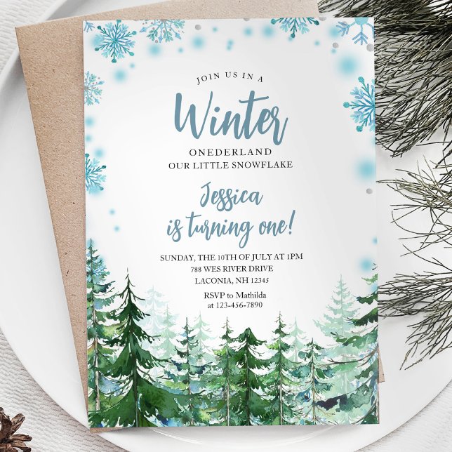 Invitación Copos de nieve de invierno Onederland cumpleaños 1 (Subido por el creador)