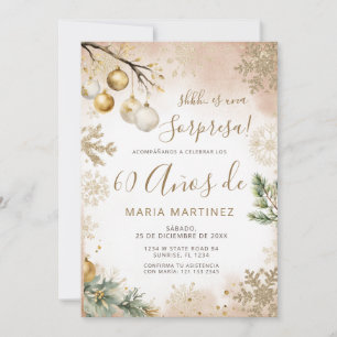 Invitación Copos de Nieve de Invierno Sorpresa Cumpleaños 60