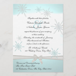 Invitación Copos de nieve de invierno y Boda de cinta de opci