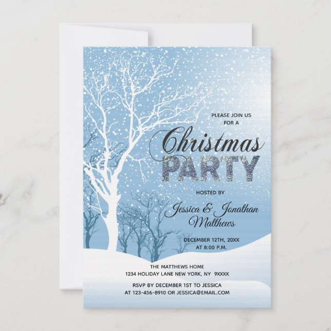 Invitación Copos de nieve de la nieve del país de las (Anverso)