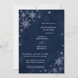 Invitación Copos de Nieve de Medianoche Ensayo de Boda de Inv