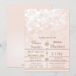 Invitación copos de nieve de oro ruidoso Winter Bridal ducha