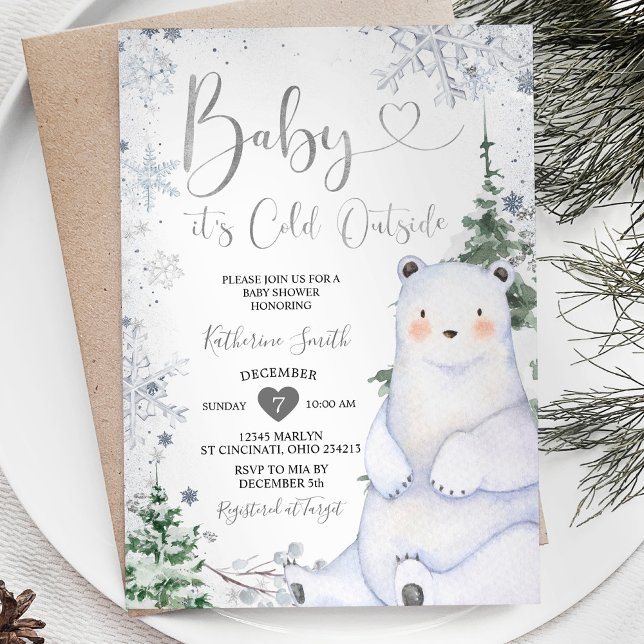 Invitación Copos de nieve de plata del bosque de Baby Shower  (Subido por el creador)