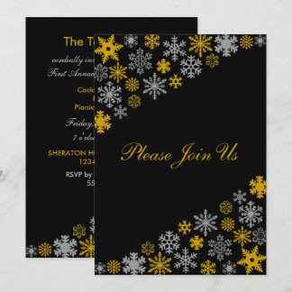 Invitación Copos de nieve de plata y oro