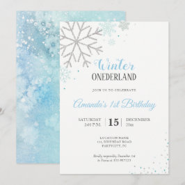 Invitación Copos de nieve de primer cumpleaños de invierno